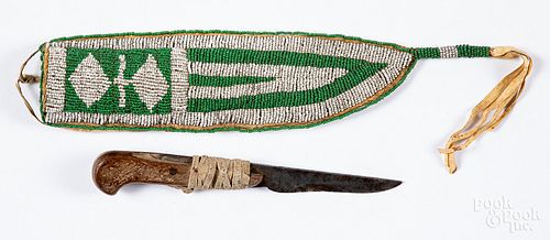 Plains Indian beaded knife sheath