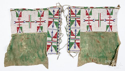 Pair of beaded and painted Sioux Indian leggings