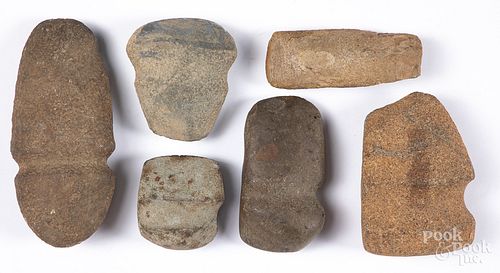 Six ancient stone axe heads, New England types
