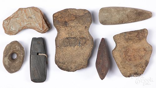 Seven prehistoric stone artifacts