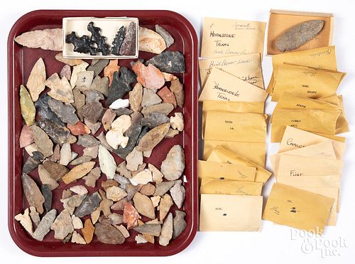 150 prehistoric flint arrowheads