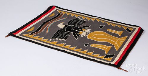 Navajo Indian pictorial eagle rug