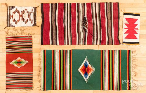 Five small southwestern Indian textiles