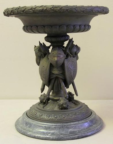 Bronze Center Piece Bowl with Helmets and Shields.
