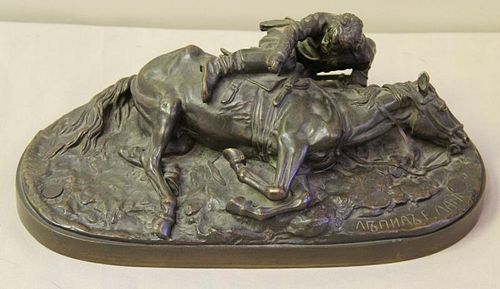 Russian Bronze of a Horse and Soldier
