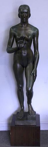 FIENE, Paul. Large 1930 Bronze Female Nude