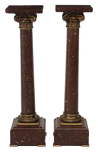 Pair [Rosso Antico] Marble and Gilt
