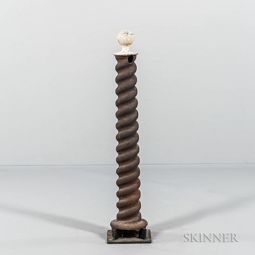 Cast Iron Ball Finial on Spiral Hitching Post
