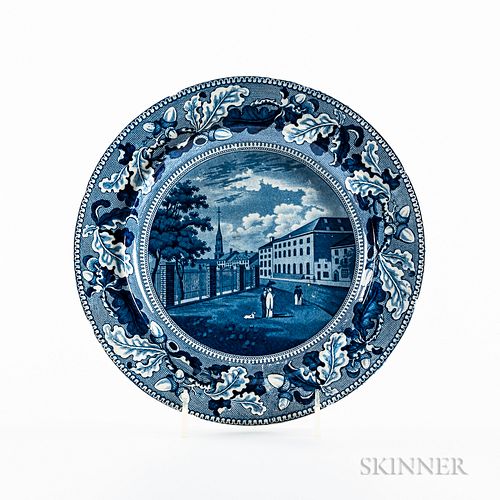 Staffordshire Historical Blue Transfer-decorated "Park Theatre New York" Plate