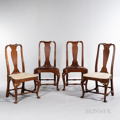 Assembled Set of Four Queen Anne Balloon-seat Chairs