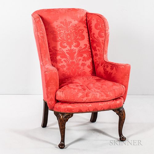 Queen Anne Carved Mahogany Easy Chair