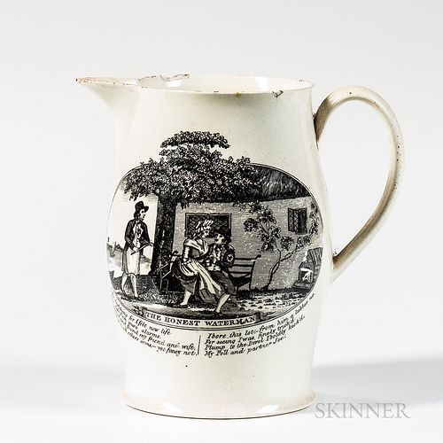 Small Liverpool Transfer-decorated "The Honest Waterman" Jug