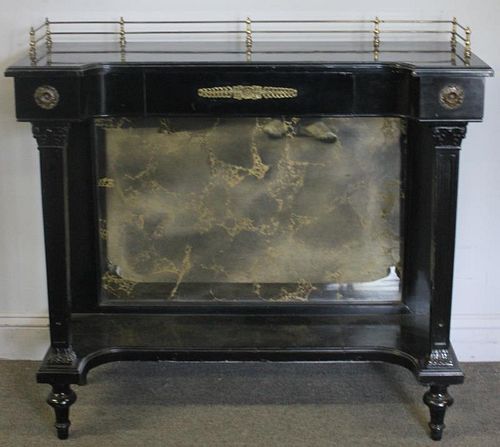 Vintage Lacquered & Mirror Back Console with