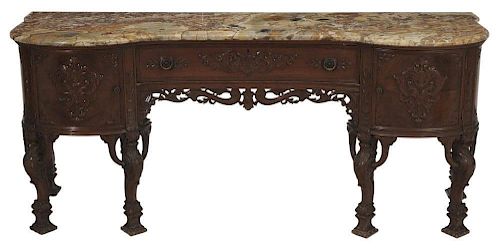 Adam Style Carved Walnut Marble-