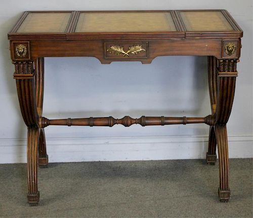 Maitland Smith Leather Top Game Table.