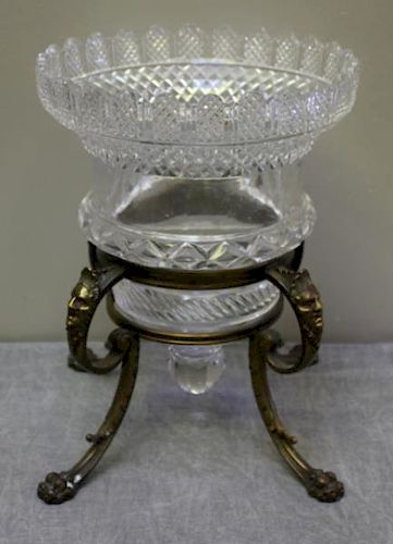 Fine Quality Cut Glass Centerpiece on Stand.