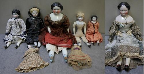 8 Vintage / Antique Porcelain Dolls.