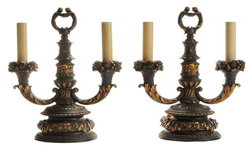 Very Fine Pair Gilt and Patinated