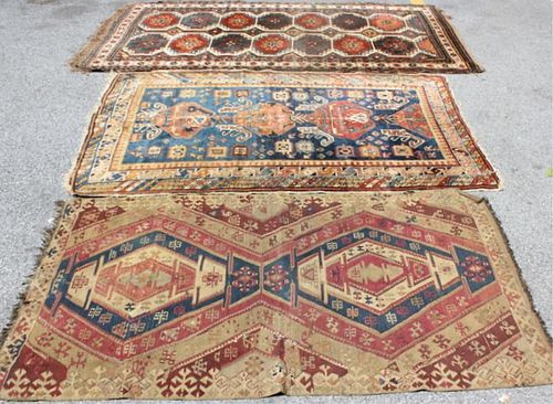 Lot of 3 Antique Throw Rugs.