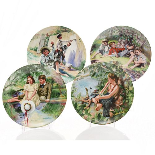 4 KNOWLES COLLECTORS PLATES, TOM SAWYER SERIES