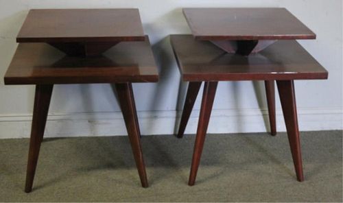 Midcentury Pair of Two Tier End Tables.