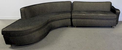 Midcentury Upholstered Curved 2 Piece Sofa.