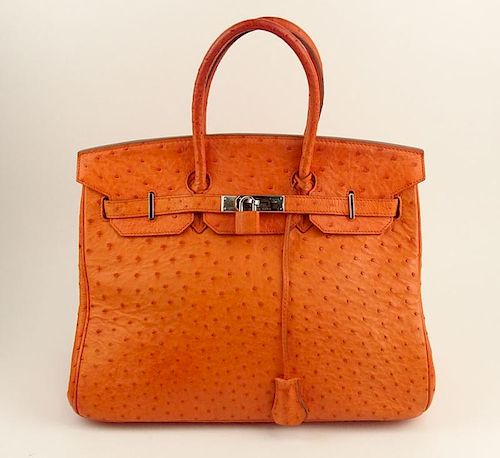 Hermes 35cm Birkin Bag in Orange Ostrich