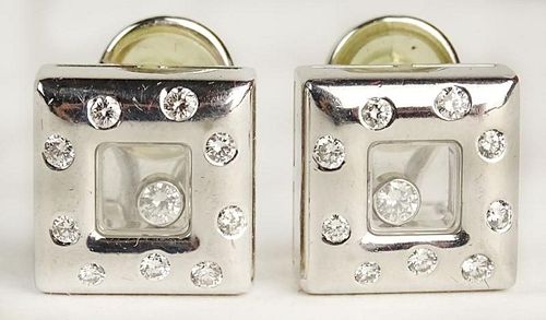 Lady's Chopard approx. .48 Carat Diamond and 18 Karat White Gold Floating Happy Diamond Ohrringe Earrings