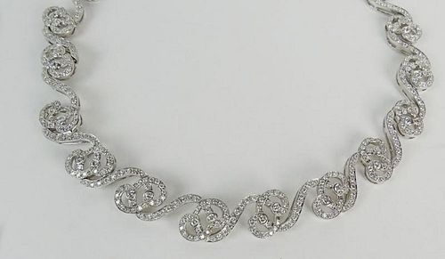 Lady's Yanina & Co approx. 11.0 Carat Round Cut Diamond and 18 Karat White Gold Necklace