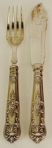 Sterling Handled Fish Cutlery Set Hallmarked Sheffield England in Fitted Box