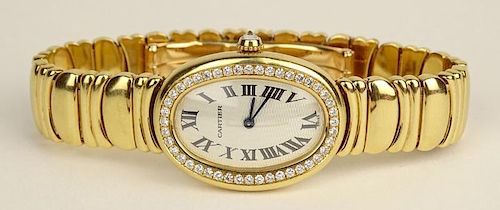 Lady's Cartier Baignoire 18 Karat Yellow Gold Quartz Movement Watch