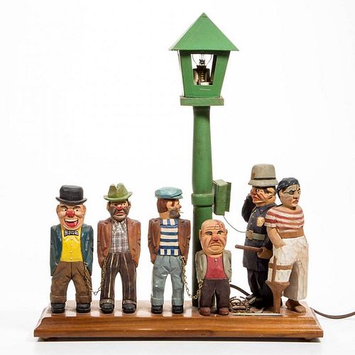 JAIL CARVERS (SOUTHEASTERN PENNSYLVANIA, ACTIVE 1900 - 1945), ATTRIBUTED, FOLK ART CARVED AND PAINT-DECORATED FIGURAL GROUP