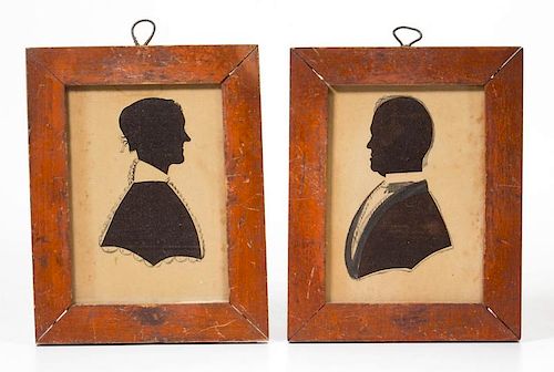 PAIR OF ANSON NEWELL (ELLINGTON, CONNECTICUT, 19TH CENTURY) ATTRIBUTED, HOLLOW-CUT SILHOUETTES