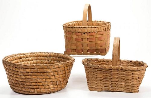 ASSORTED AMERICAN WOVEN BASKETS, LOT OF THREE