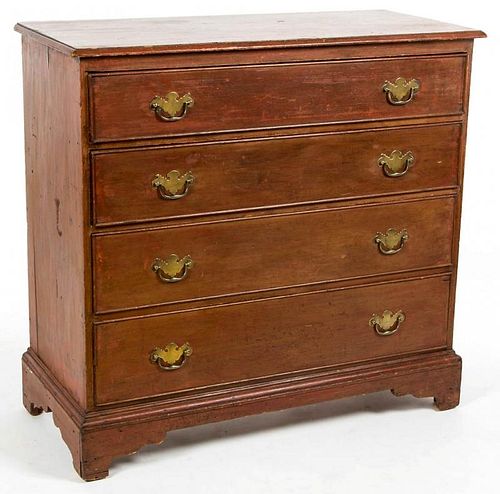 AMERICAN, PROBABLY NEW ENGLAND, COUNTRY CHIPPENDALE PAINTED PINE CHEST OF DRAWERS