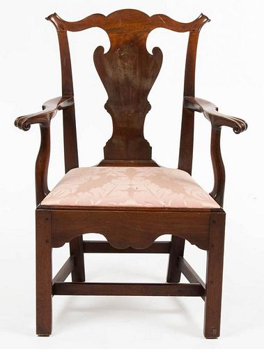 AMERICAN, PROBABLY PENNSYLVANIA, CHIPPENDALE CARVED WALNUT ARMCHAIR