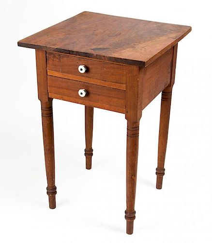 AMERICAN, PROBABLY MID-ATLANTIC, WALNUT TWO-DRAWER STAND TABLE