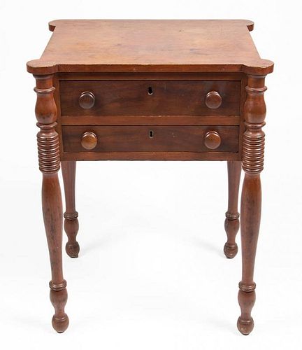 SOUTHERN MAHOGANY AND CHERRY TWO-DRAWER STAND TABLE