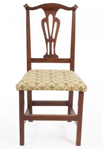AMERICAN, PROBABLY NEW ENGLAND, COUNTRY CHIPPENDALE CARVED MAPLE SIDE CHAIR
