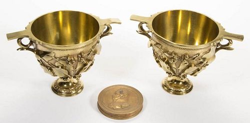 ASSORTED DECORATIVE CAST-BRASS ARTICLES, LOT OF THREE