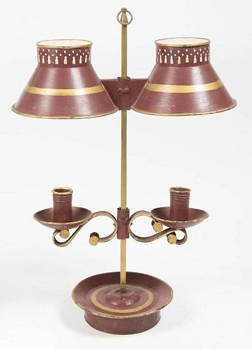 SHEET-IRON AND BRASS ADJUSTABLE DOUBLE-ARM STUDENT / DESK CANDLE LAMP