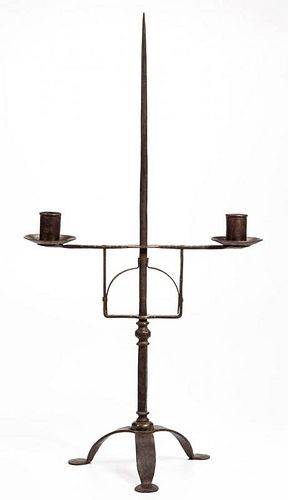 WROUGHT-IRON TABLE-TOP CANDLE STAND