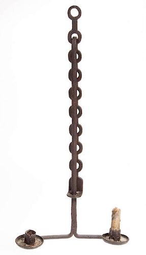 WROUGHT-IRON TRAMMEL-STYLE ADJUSTABLE WALL CANDLE HOLDER