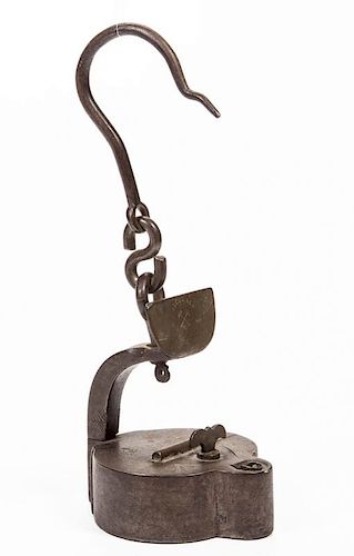 GERMAN IRON AND BRASS FROG / MINER'S LAMP
