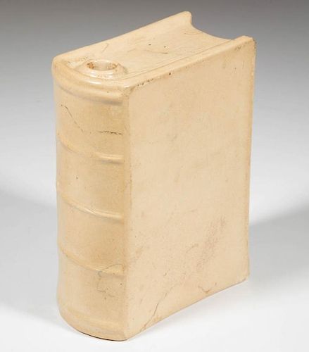 BENNINGTON-ATTRIBUTED SCRODDLED-WARE POTTERY BOOK FLASK