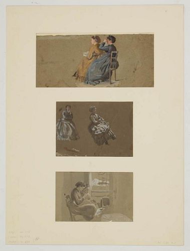 CONRAD WISE CHAPMAN (AMERICA, 1842-1910), ATTRIBUTED, STUDIES OF SEATED WOMEN, LOT OF THREE