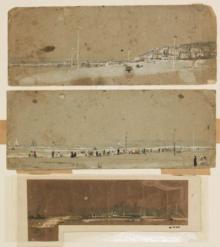 CONRAD WISE CHAPMAN (AMERICA, 1842-1910), ATTRIBUTED, DEAUVILLE, NORMANDY, FRANCE BEACH SCENES / STUDIES, LOT OF THREE