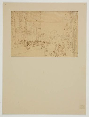 CONRAD WISE CHAPMAN (AMERICA, 1842-1910), ATTRIBUTED, PARIS STREET SCENE DRAWING / TRACING