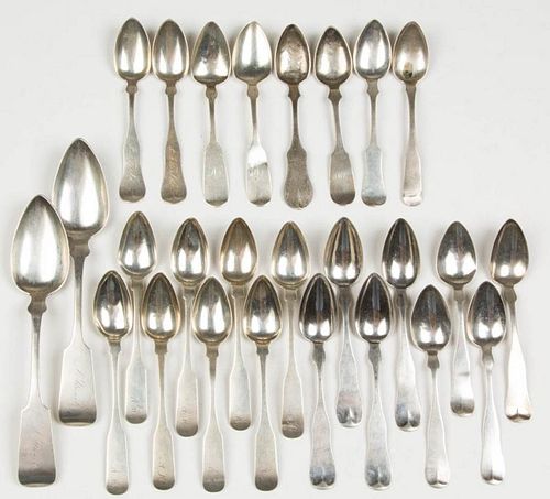 PHILADELPHIA, PENNSYLVANIA AND OTHER COIN SILVER SPOONS, LOT OF 26