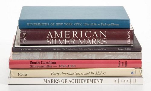 AMERICAN SILVER / SILVERSMITHS REFERENCE VOLUMES, LOT OF NINE